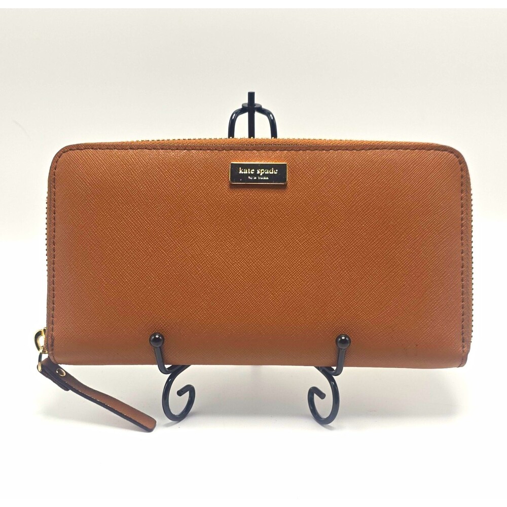Kate Spade New York Brown Zip-Around Women’s Wallet Logo Zipper Credit Card
